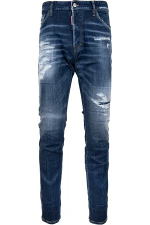 Dsquared2 Jeans, Heren, Blauw, XL, Katoen, Button Jeans met Patch Details