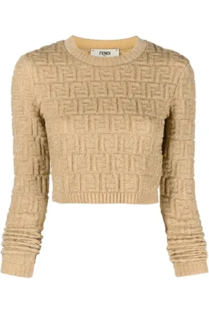 Fendi Truien, Dames, , S, Polyester, Stijlvolle Gebreide Trui met Ronde Hals