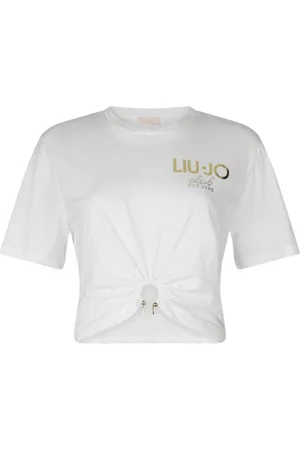 Liu Jo Tops, Dames, Wit, M, Katoen, Korte Mouw Modieuze T-shirt