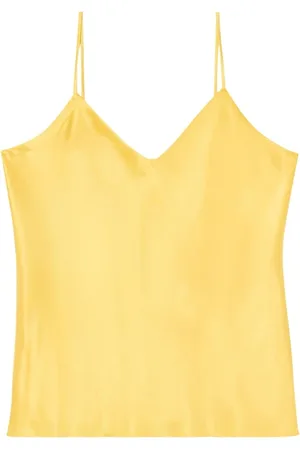 Brooks Brothers Tops, Dames, Geel, S, V-Neck Zijden Charmeuse Top