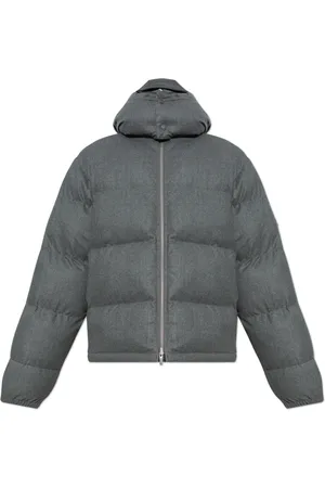 Salvatore Ferragamo Jassen, Heren, Grijs, XL, Wol, Gewatteerde jas met capuchon