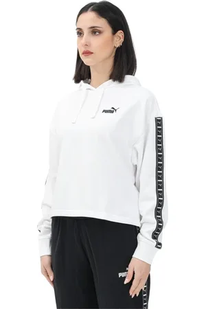PUMA Sweatshirts & Hoodies, Dames, Wit, S, Witte Hoodie met Tape Design