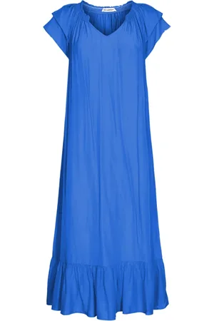 Co`Couture Kleedjes, Dames, Blauw, XL, Katoen, Sunrise Jurk