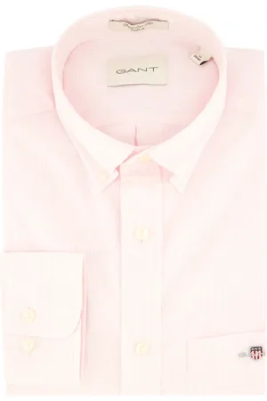 GANT Overhemden, Heren, Roze, XL, Katoen, Poplin Banker Shirt Stripe Lichtroze