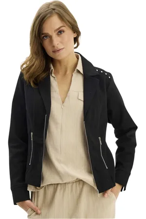 In Front Jassen, Dames, Zwart, M, Katoen, Stijlvol Zwart Jasje Blazer