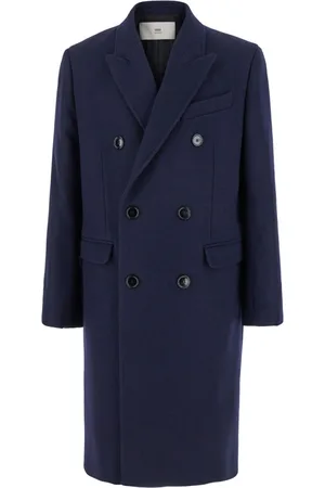 Ami Mantels, Heren, Blauw, S, Wol, Blauwe Wol Double-Breasted Jas