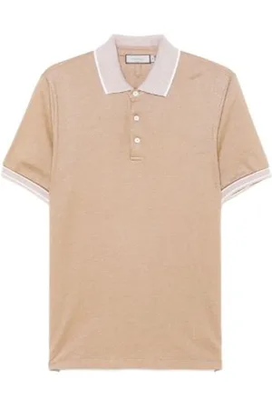 CANALI Tops, Heren, Bruin, 3Xl, Katoen, Bruin Gouden Poloshirt