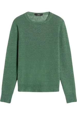 Max Mara Truien, Dames, Groen, S, Linnen, Lichtgewicht Linnen Gebreide Trui