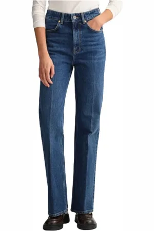 GANT Jeans, Dames, Blauw, W29, Katoen, High-waisted Flare Jeans