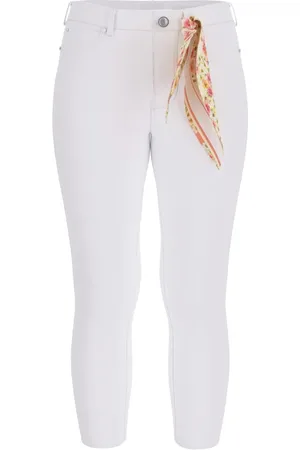 Guess Jeans, Dames, Wit, W27, Katoen, Cropped Capri Broek met Sjaal