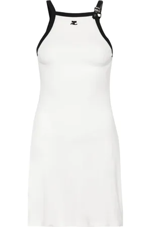 Courrèges Kleedjes, Dames, Wit, M, Buckle Contrast Jurk