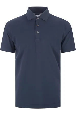 FEDELI Tops, Heren, Blauw, 3Xl, Katoen, Blauw Poloshirt Korte Mouw