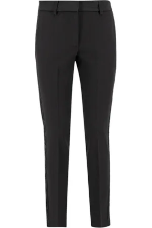 ERMANNO SCERVINO Broeken, Dames, Zwart, L, Leer, Slim-fit Broek