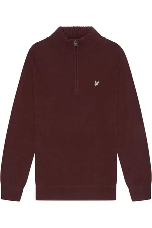 Lyle & Scott Truien, Heren, Rood, M, Wol, Lamswollen Jumper met Korte Rits
