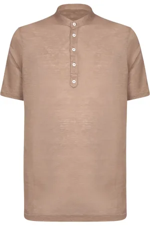 LARDINI Tops, Heren, , L, Linnen, Linnen Serafino Poloshirt