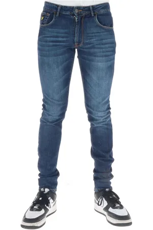 Lyle & Scott Jeans, Heren, Blauw, W32, Katoen, Print Jeans met Worn-out Effect