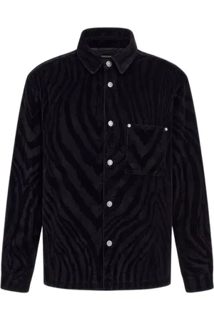 Roberto Cavalli Overhemden, Heren, Zwart, 2Xl, Zebra Print Shirt Zwart Man