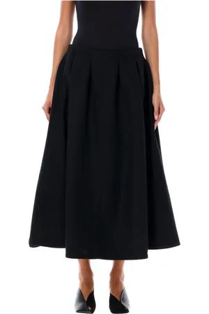 Patou Rokken, Dames, Zwart, S, Wol, Zwarte Geplooide Midi Rok Aw 24