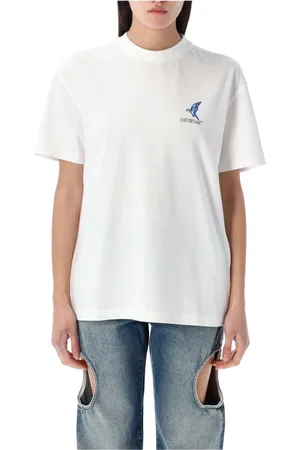 OFF-WHITE Tops, Dames, Wit, M, Katoen, Fresco Arrow Tee