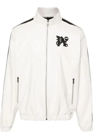 Palm Angels Jassen, Heren, Wit, L, Leer, Leren Jas