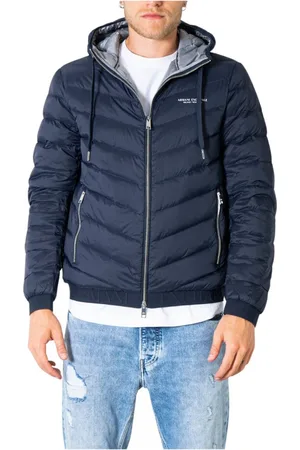 Armani Exchange Jassen, Heren, Blauw, S, Blauwe Hoodie Jas voor Mannen