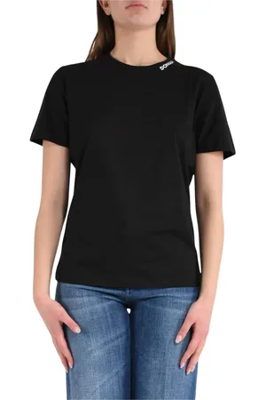 Dondup Tops, Dames, Zwart, S, Katoen, Katoenen Jersey Crew Neck T-shirt