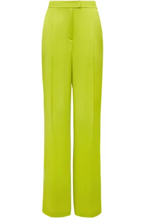 MVP Wardrobe Broeken, Dames, Groen, S, Leer, Hoge taille palazzo broek met zakken