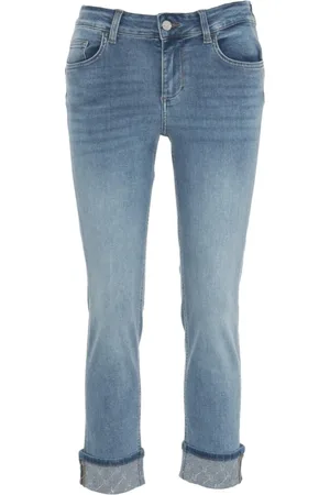 Liu Jo Jeans, Dames, Blauw, W30, Katoen, Blauwe Skinny Jeans met Omslag