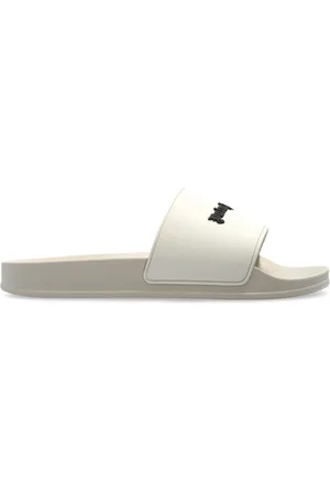 Palm Angels Schoenen, Dames, Wit, 40 EU, Leer, Slides met Logo