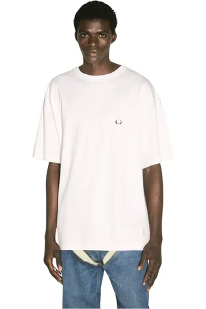 MUGLER Tops, Heren, Wit, S, Katoen, T-shirt met zilverkleurige hardware van katoen