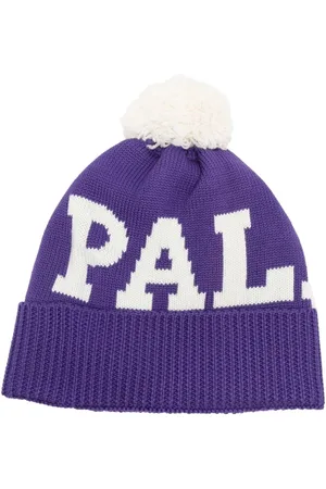 Palm Angels Accessoires, Dames, Paars, ONE Size, Wol, Logo Pomponmuts