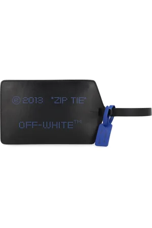 OFF-WHITE Tassen, Dames, Zwart, ONE Size, Leer, Chique leren clutch met logo bedel