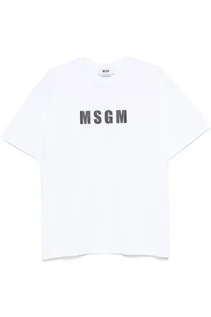 Msgm Tops, Heren, Wit, S, Katoen, T-shirt met ronde hals
