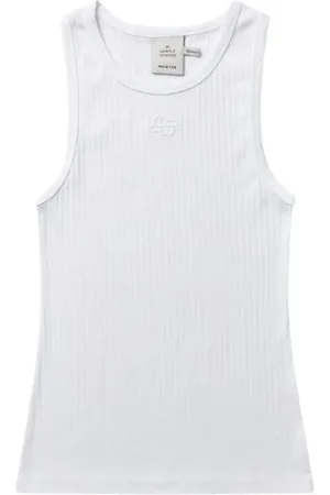 Munthe Tops, Dames, Wit, L, Katoen, Katoenen Tanktop met Embleem