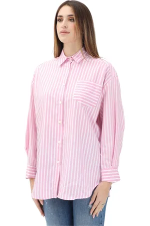 GAËLLE Blouses & Shirts, Dames, Roze, S, Gestreept overhemd met lange mouwen