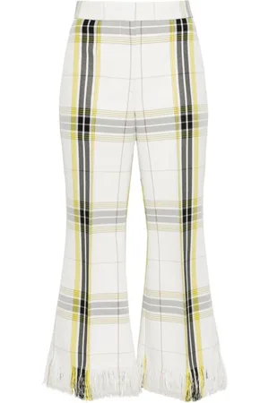Msgm Broeken, Dames, Veelkleurig, M, Geruite Plaid Broek