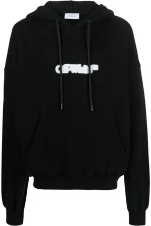 OFF-WHITE Sweatshirts & Hoodies, Heren, Zwart, S, Katoen, Logo-Print Cotton Hoodie