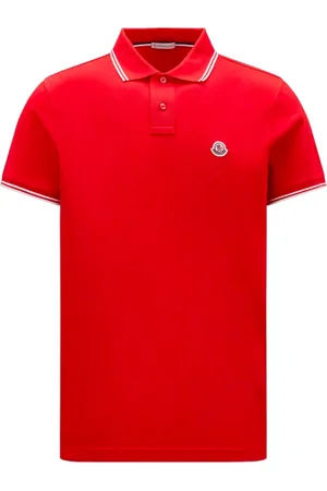 Moncler Tops, Heren, Rood, S, Katoen, Rood Gestreept Poloshirt