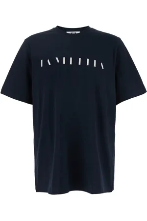 Msgm Tops, Heren, Blauw, XL, Katoen, T-shirt met ronde hals en print op de voorkant