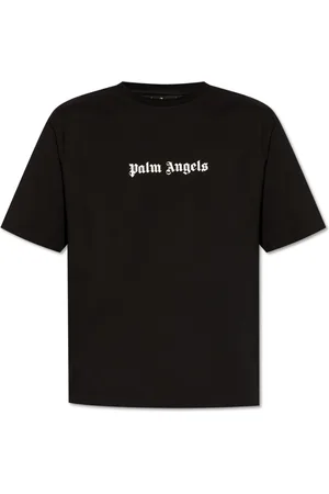 Palm Angels Tops, Heren, Zwart, S, Katoen, T-shirt met ronde hals