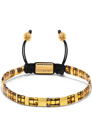 Nialaya Accessoires, Dames, Geel, XS, Gemarmerde Amber en Gouden Armband