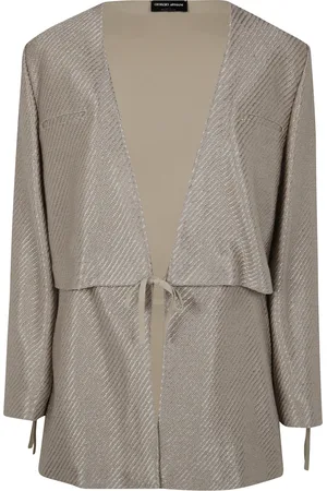 Giorgio Armani Jassen, Dames, Bruin, M, Jacquard Jersey Jas