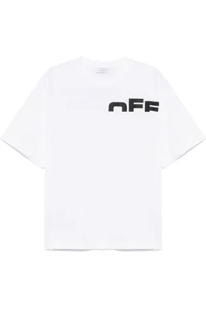 OFF-WHITE Tops, Heren, Wit, S, Katoen, T-shirt met Ronde Hals en Korte Mouwen