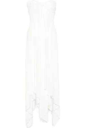 Norma Kamali Kleedjes, Dames, Wit, S, Polyester, Convertible Midi Jurk
