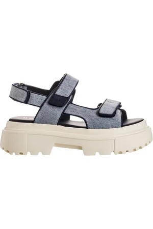 Hogan Schoenen, Dames, Blauw, 38 EU, Denim, Casual Denim Sandalen
