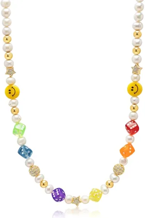Nialaya Accessoires, Heren, Geel, S, Parel Choker met Dobbelstenen
