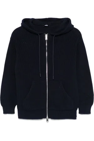 add Sweatshirts & Hoodies, Dames, Blauw, L, Marineblauwe Geribbelde Hoodie met Rits