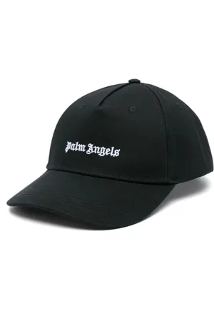 Palm Angels Accessoires, Heren, Zwart, ONE Size, Katoen, Zwarte Geborduurde Logo Pet met Gebogen Klep