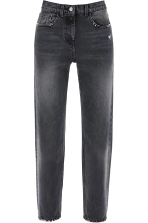 Palm Angels Jeans, Dames, Grijs, W27, Katoen, Vintage Wash Straight Cut Jeans