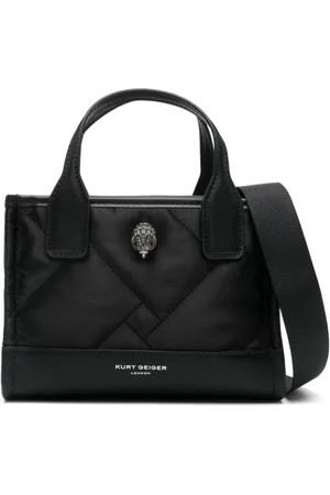 Kurt Geiger Tassen, Dames, Zwart, ONE Size, Satijn, Gewatteerde Panel Zwart Tas